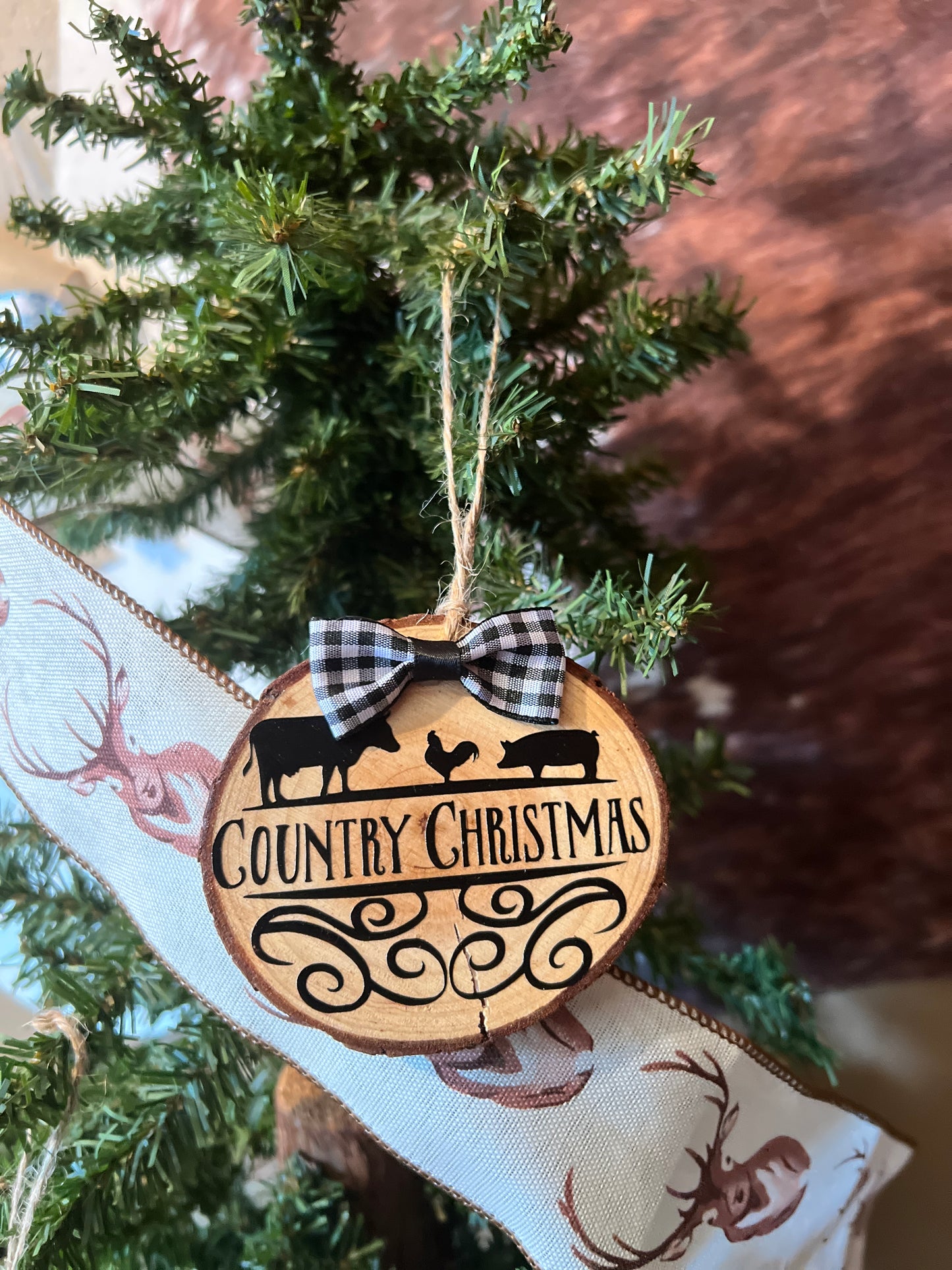 Country Christmas Wooden Ornament