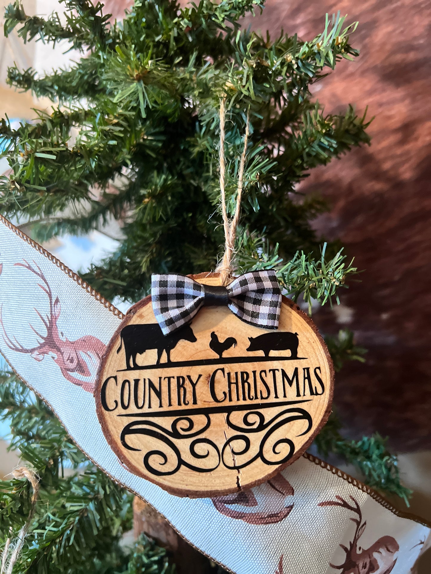 Country Christmas Wooden Ornament