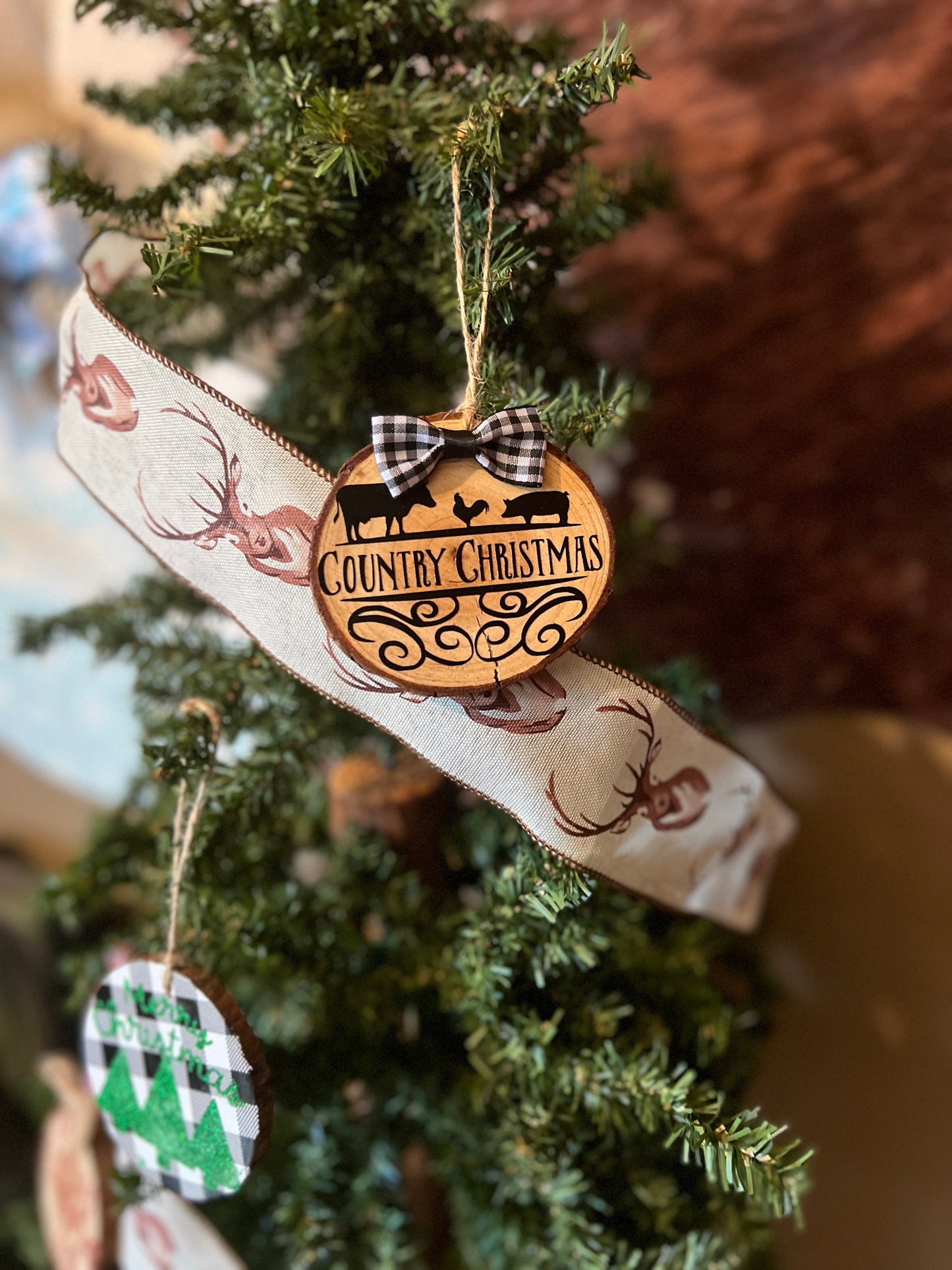 Country Christmas Wooden Ornament