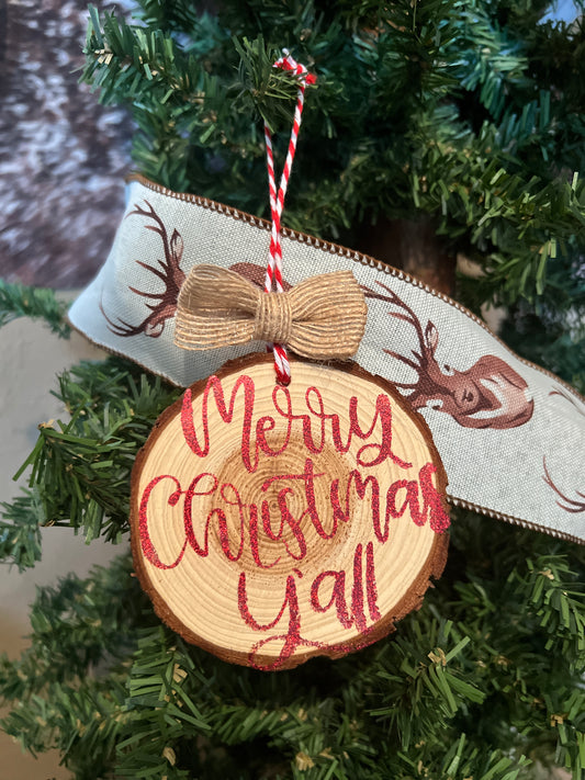 Merry Christmas Y’all Wooden Ornament