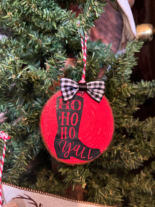 Ho Ho Ho Y’all Wooden Ornament